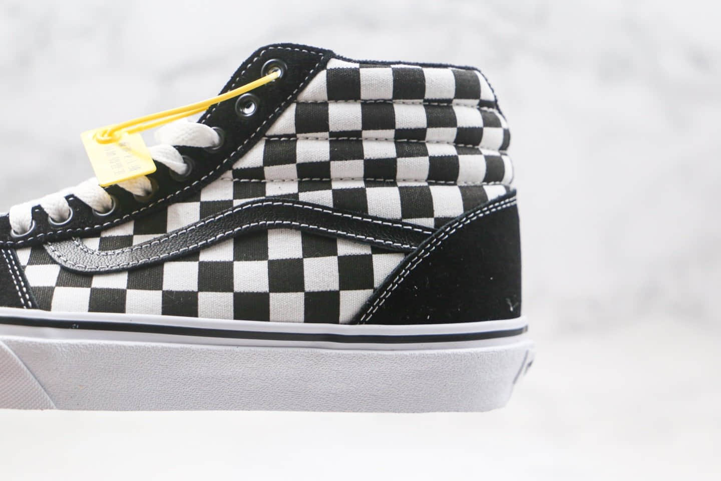 万斯Vans Ward HI公司级版本高帮棋盘格子黑白色硫化板鞋原厂硫化大底原档案数据开发 货号:VN0A38DN5GX1