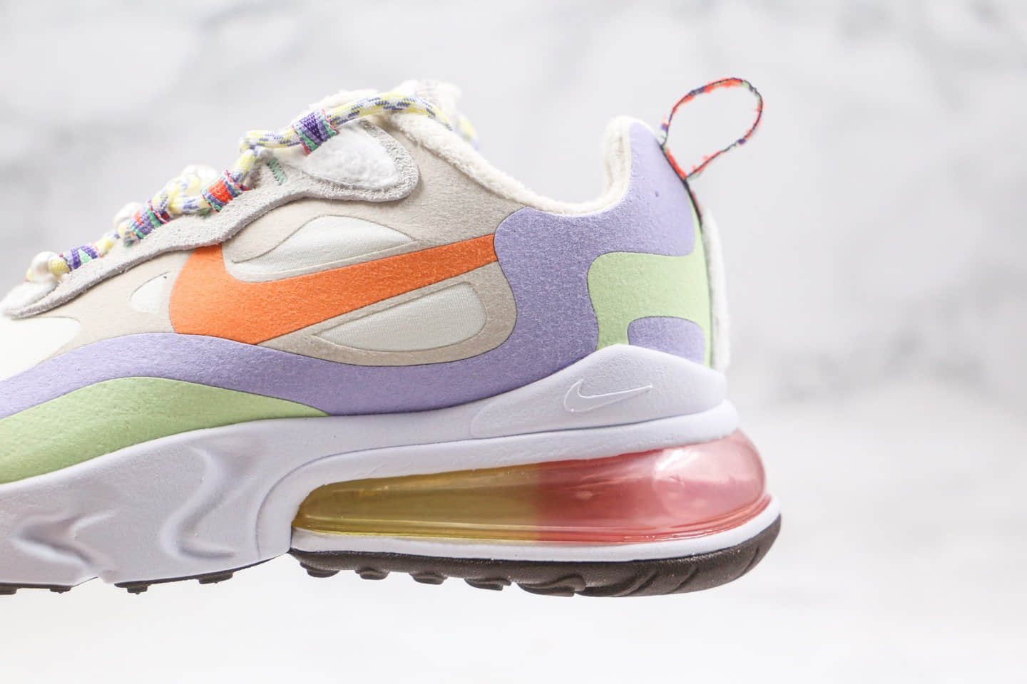 耐克Nike Air Max 270 React QP White Light Blue纯原版本半掌气垫Max270米白紫橙色马卡龙糖果色气垫鞋原盒原标 货号：DC3276-101
