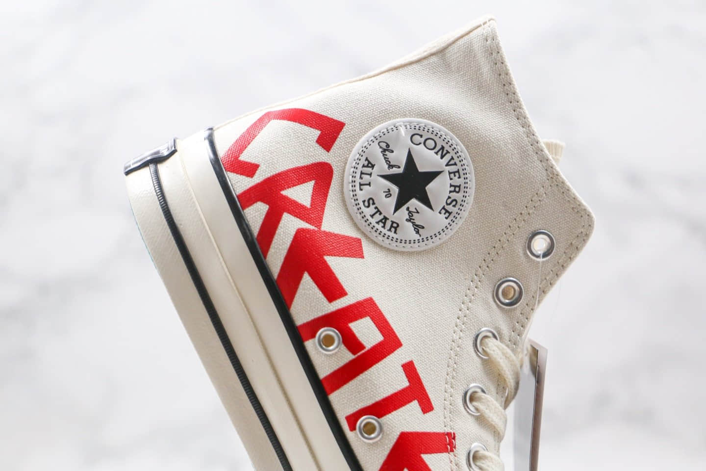 匡威Converse Chuck 70公司级版本高帮帆布鞋字母涂鸦白红色原档案数据开发 货号:169765C