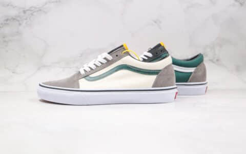 万斯Vans Old Skool纯原版本低帮白灰绿色鸳鸯硫化麂皮板鞋原盒原标 货号：VN0A4BV51lB