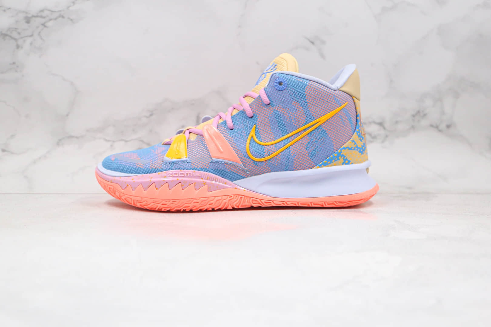 耐克Nike Kyrie 7 EXPRESSIONS纯原版本欧文7代艺术主题蓝粉色篮球鞋内置气垫支持实战 货号：DC0589-003