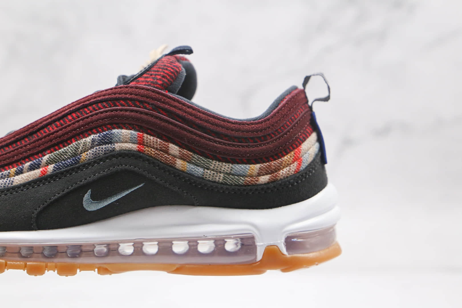 耐克Nike Air Max 97纯原版本酒红格子色Max97子弹气垫鞋真小潘气垫 货号：DC3494-993