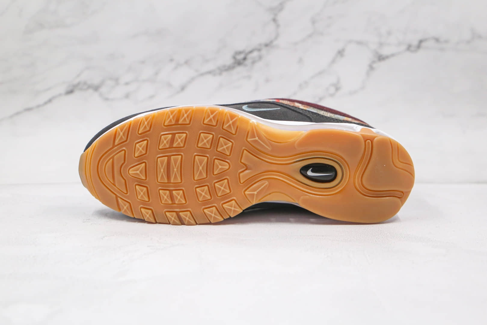 耐克Nike Air Max 97纯原版本酒红格子色Max97子弹气垫鞋真小潘气垫 货号：DC3494-993