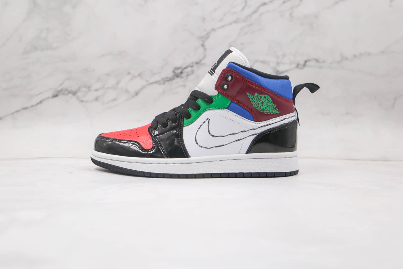 乔丹Air Jordan 1 Mid Multicolor纯原版本中帮AJ1彩色拼接篮球鞋正确后跟定型 货号：DB5454-001