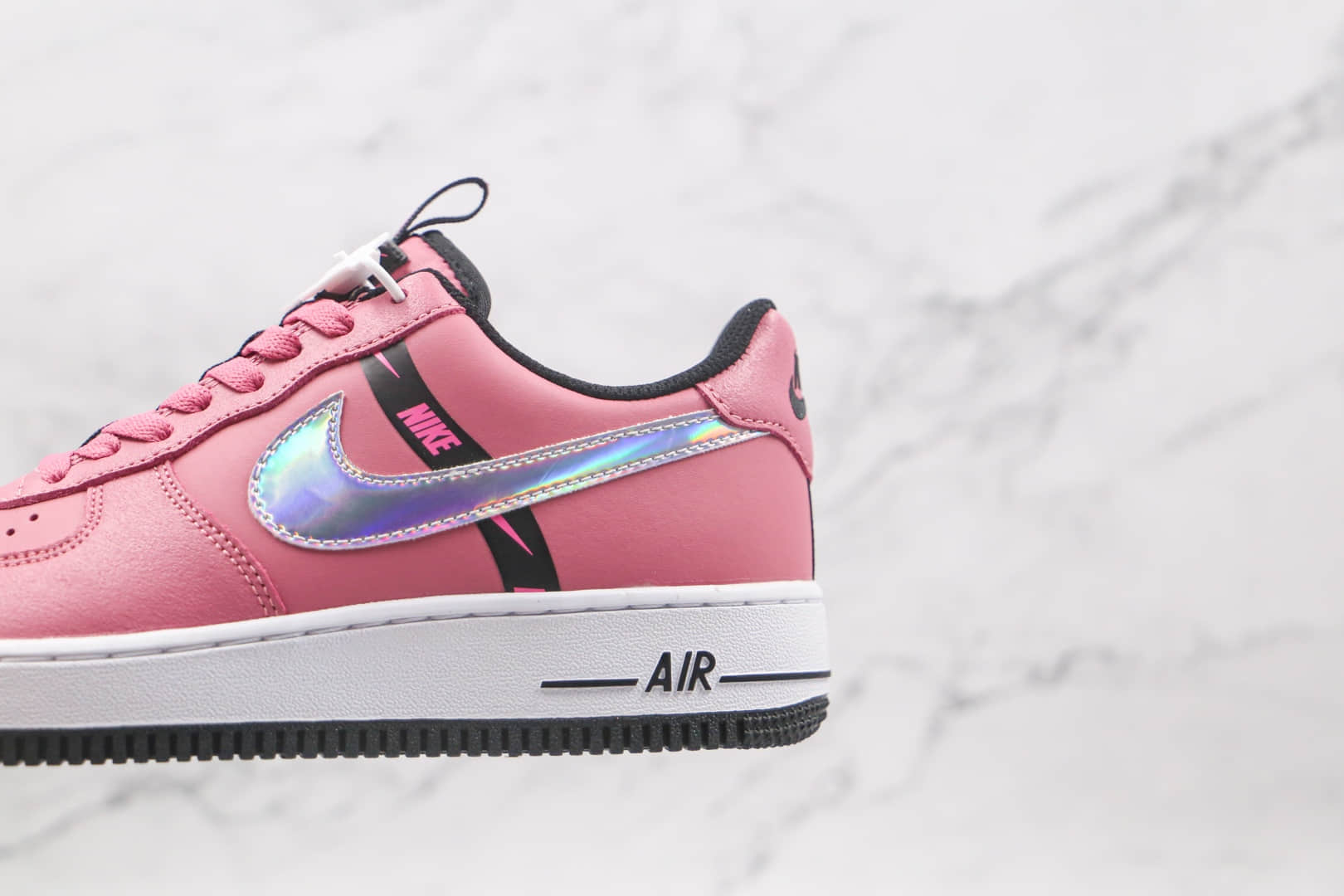 耐克Nike Air Force 1 LVB KSA纯原版本低帮空军一号玫红粉色皮面刺绣3M反光勾板鞋正确鞋面材质 货号:CT4683-600