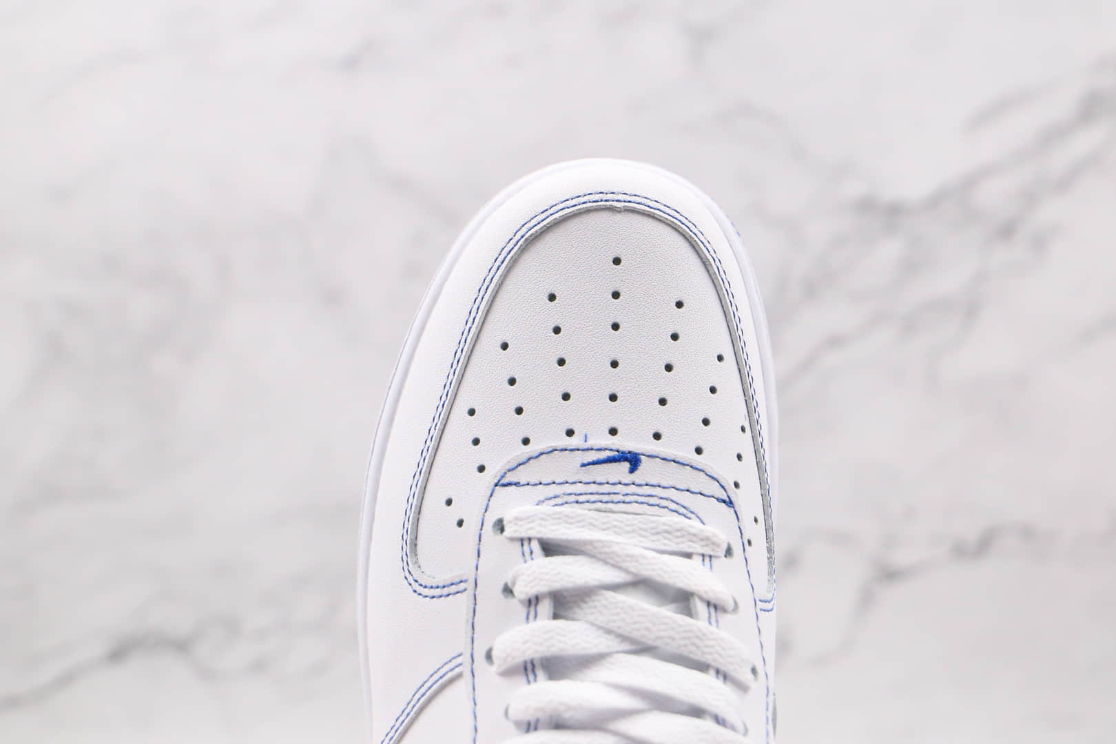 耐克Nike Air Force 1 07 White Black纯原版本低帮空军一号白蓝缝线板鞋内置全掌Sole气垫 货号：CV1752-101