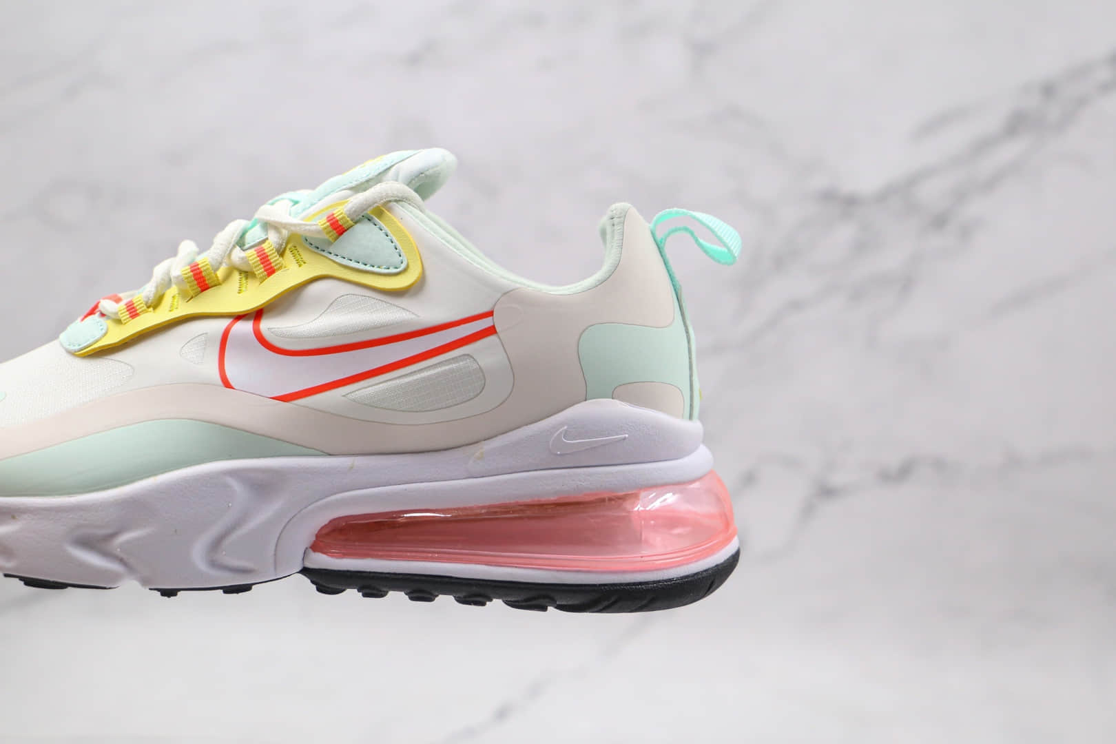 耐克Nike React Air Max 270V2纯原版本半掌气垫Max270白绿色跑鞋原厂真小潘气垫 货号：CV8818-102