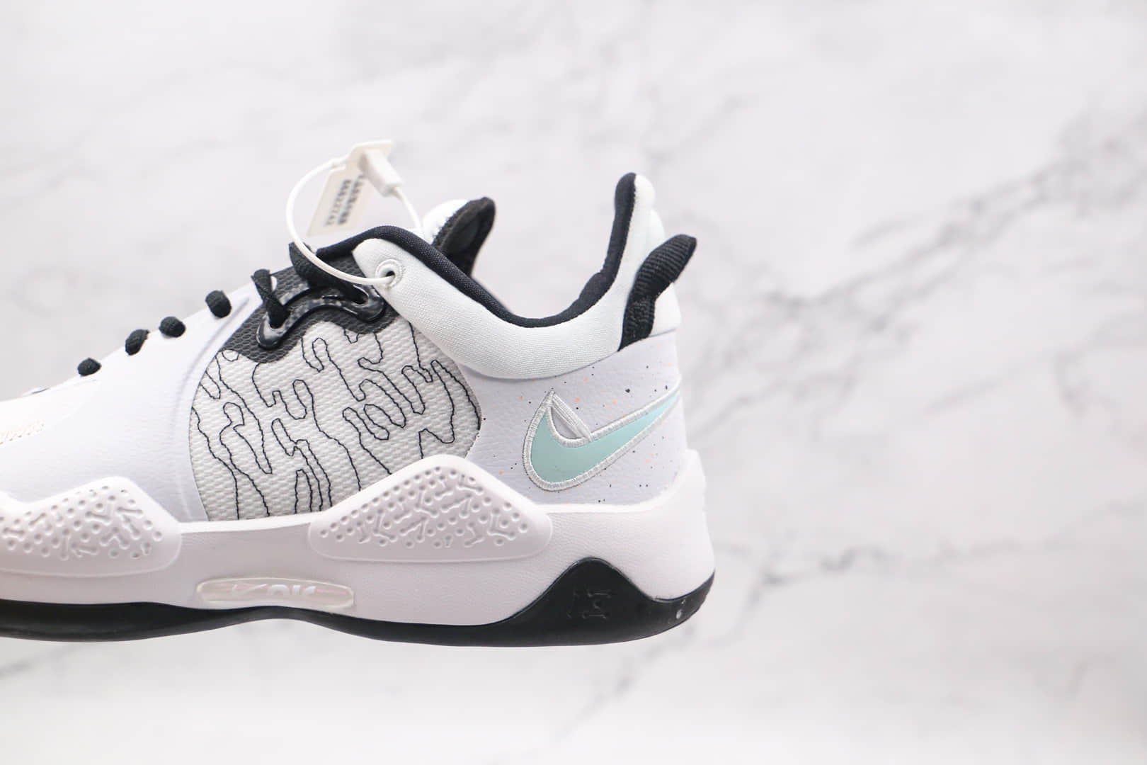 耐克Nike PG5纯原版本保罗乔治泡椒白黑色篮球鞋内置气垫支持实战 货号:CW3143-100