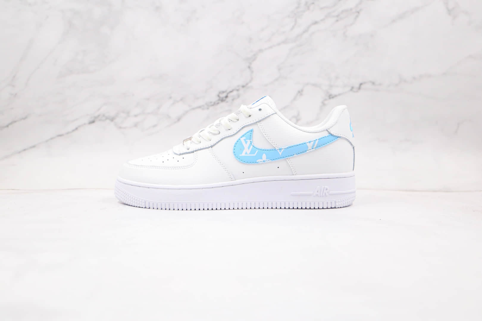 耐克Nike Air Force 1 UPSTEP纯原版本低帮空军一号LV勾白蓝色板鞋内置气垫 货号:AH0287-215