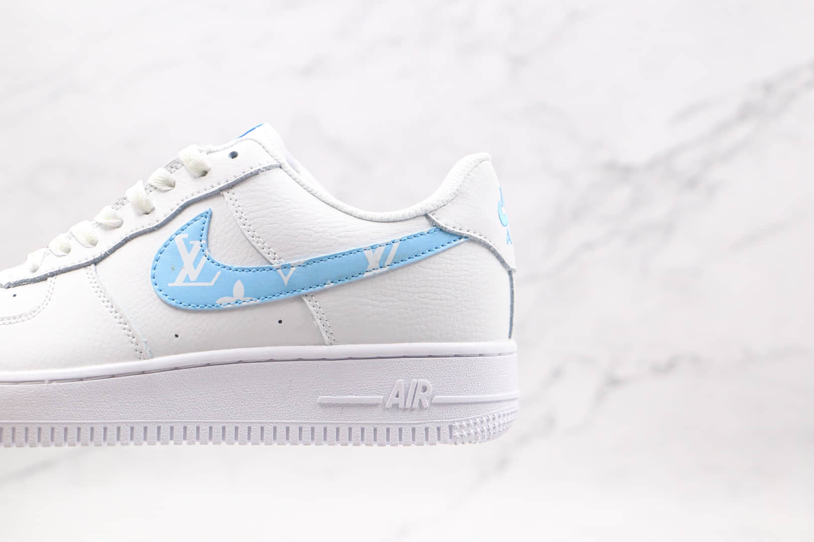 耐克Nike Air Force 1 UPSTEP纯原版本低帮空军一号LV勾白蓝色板鞋内置气垫 货号:AH0287-215