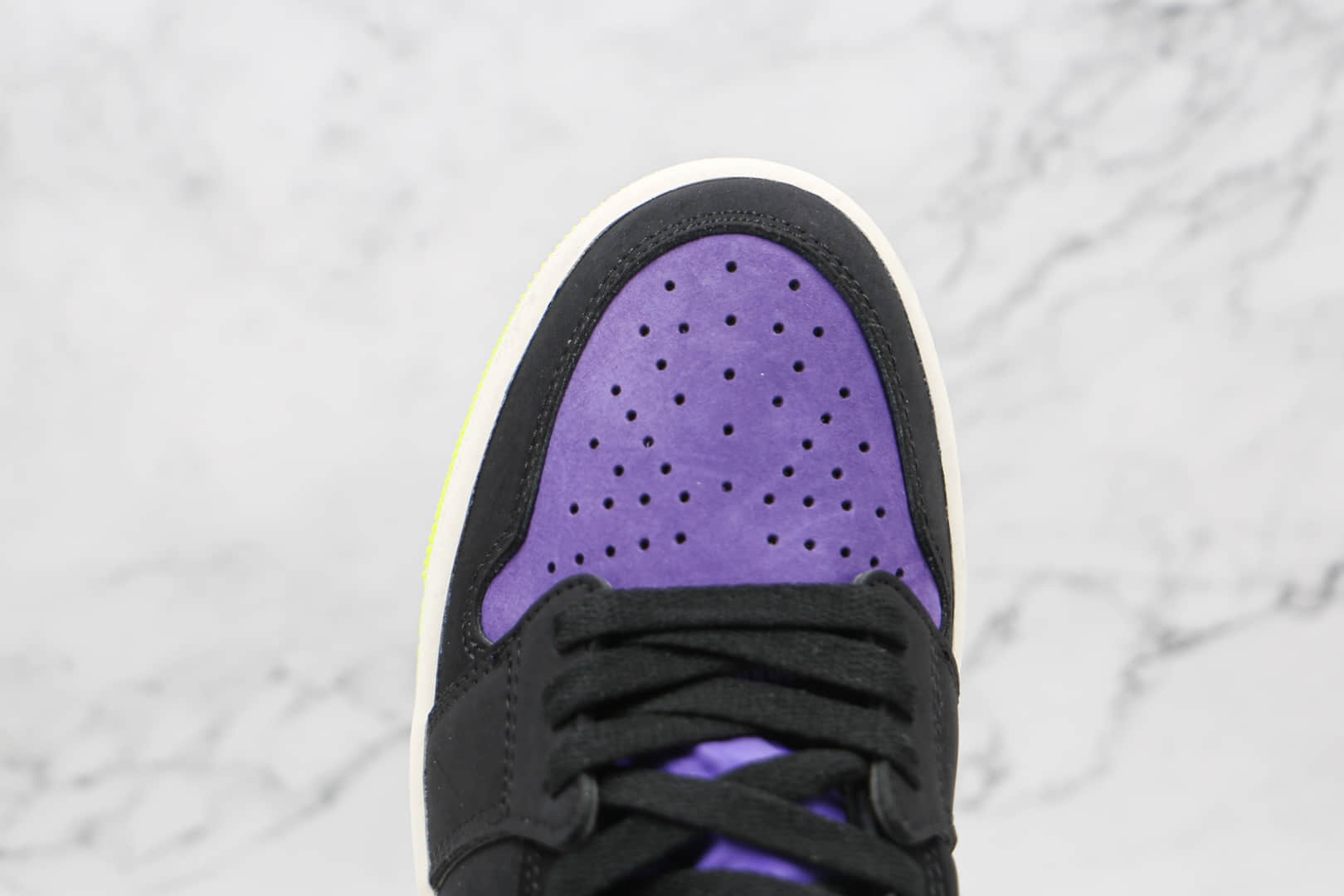 乔丹Air Jordan 1 Zoom Air CMFT Lemon Venom Plum Purple纯原版本高帮AJ1 Zoom黑紫柠檬毒液板鞋原楦头纸板打造 货号：CT0979-001