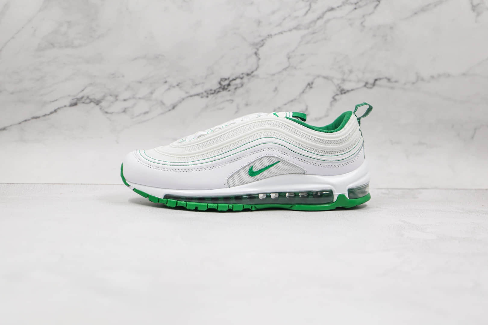 耐克Nike Air Max 97纯原版本白绿色低帮Max97气垫鞋原楦头纸板打造 货号：DH0271-100