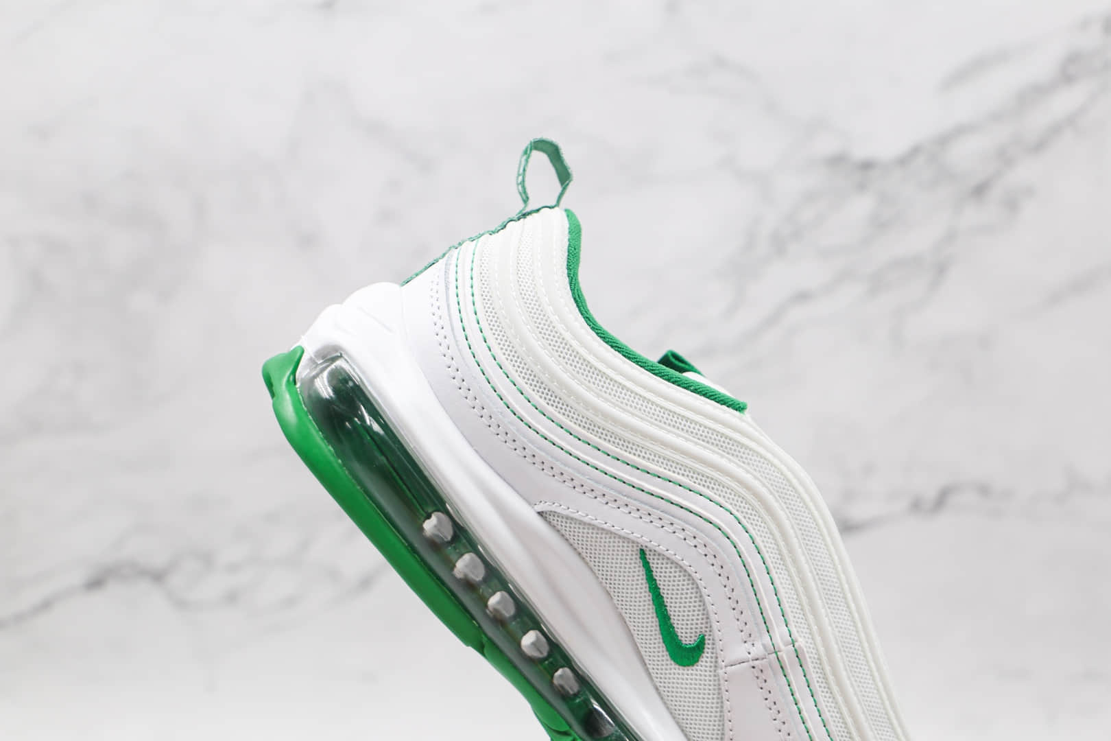 耐克Nike Air Max 97纯原版本白绿色低帮Max97气垫鞋原楦头纸板打造 货号：DH0271-100
