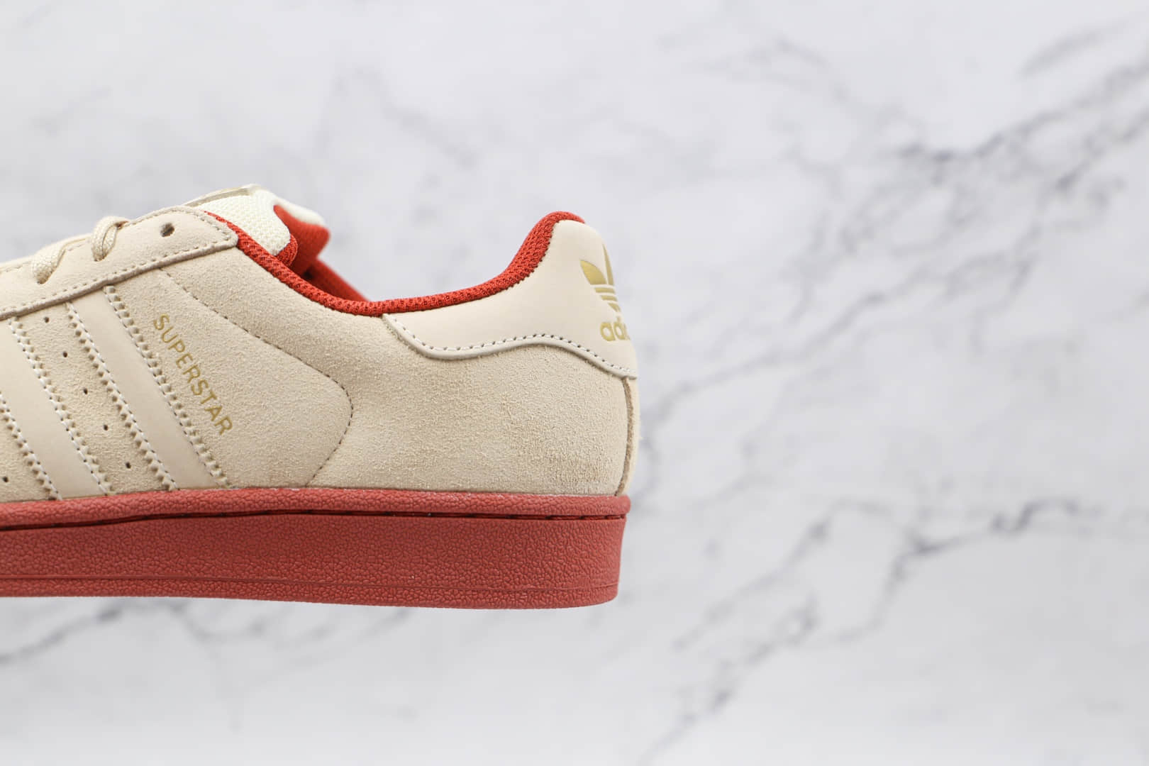 阿迪达斯Adidas Originals Superstars White Red Laceless纯原版本三叶草米白棕色贝壳头板鞋原盒原标 货号：EG4962