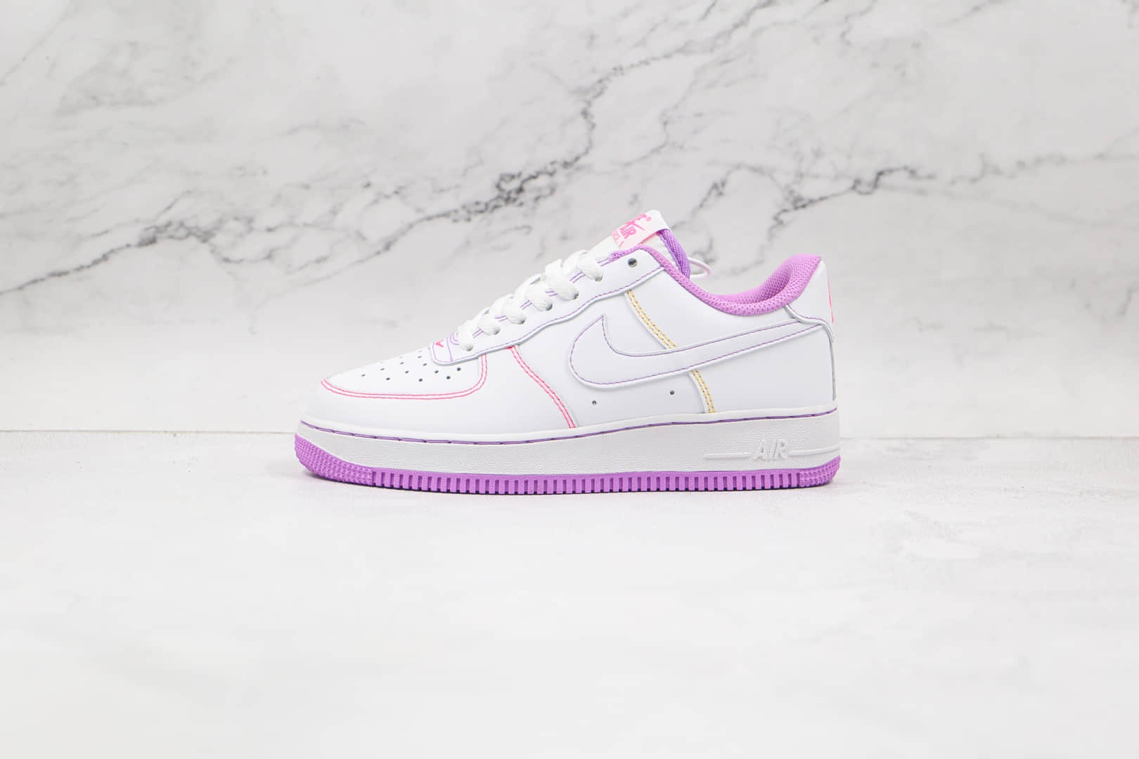 耐克Nike Air Force 1纯原版本空军一号低帮板鞋AF1白紫缝线内置solo气垫 货号:CW1757-100