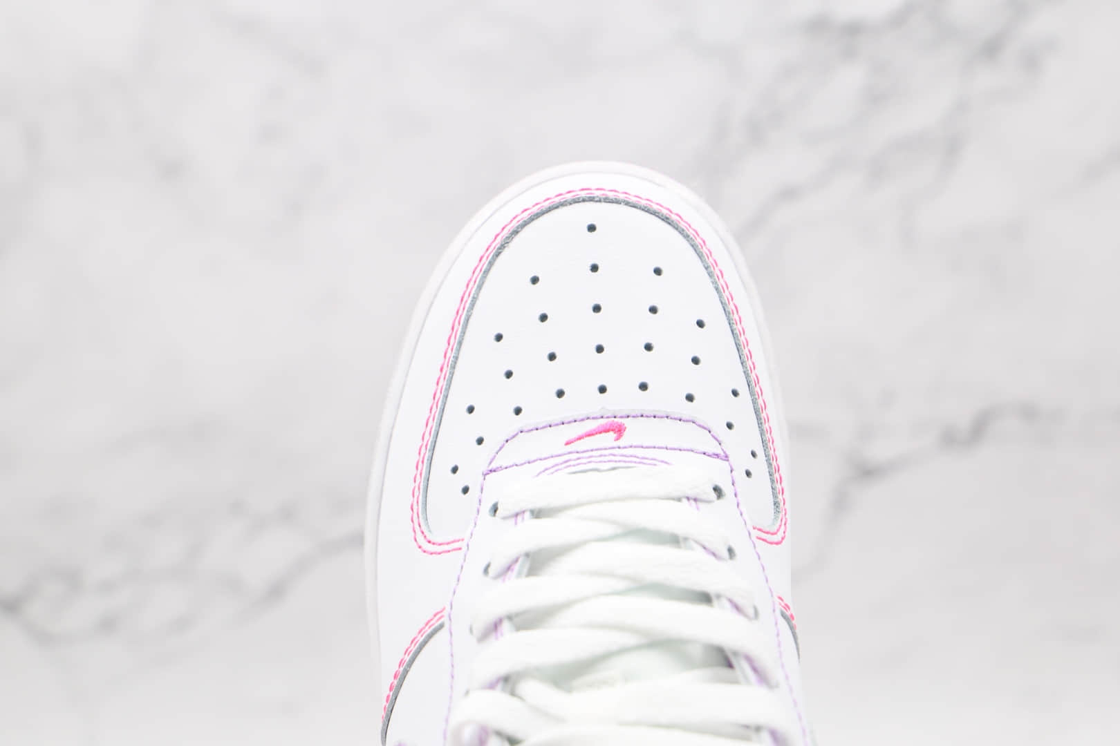 耐克Nike Air Force 1纯原版本空军一号低帮板鞋AF1白紫缝线内置solo气垫 货号:CW1757-100