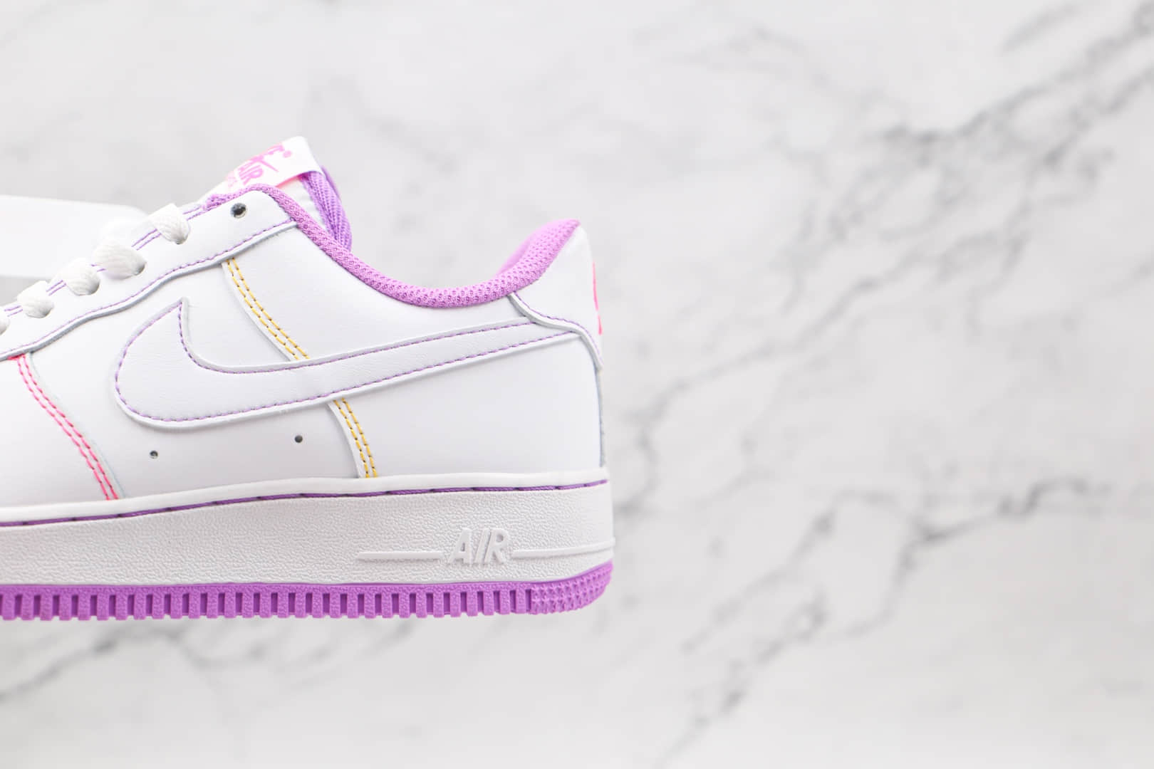 耐克Nike Air Force 1纯原版本空军一号低帮板鞋AF1白紫缝线内置solo气垫 货号:CW1757-100