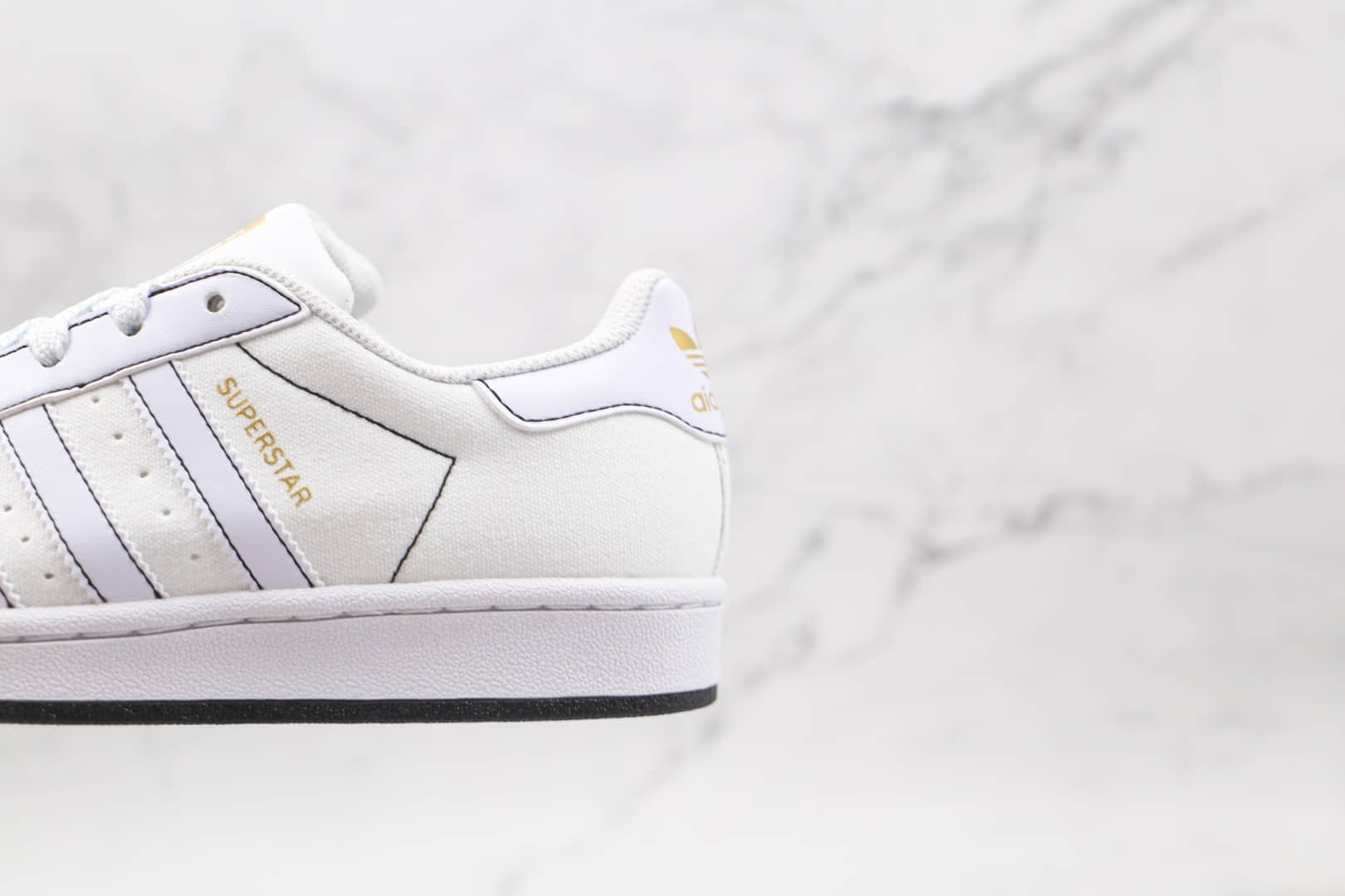阿迪达斯adidas Originals Superstars纯原版本三叶草贝壳头帆布板鞋白黑缝线区别市面通货 货号：AJ7924