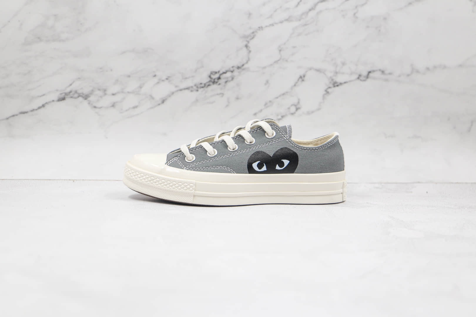匡威Converse x Cdg Comme des Garçons Play联名款公司级版本川久保玲铁灰色硫化帆布鞋原鞋开模