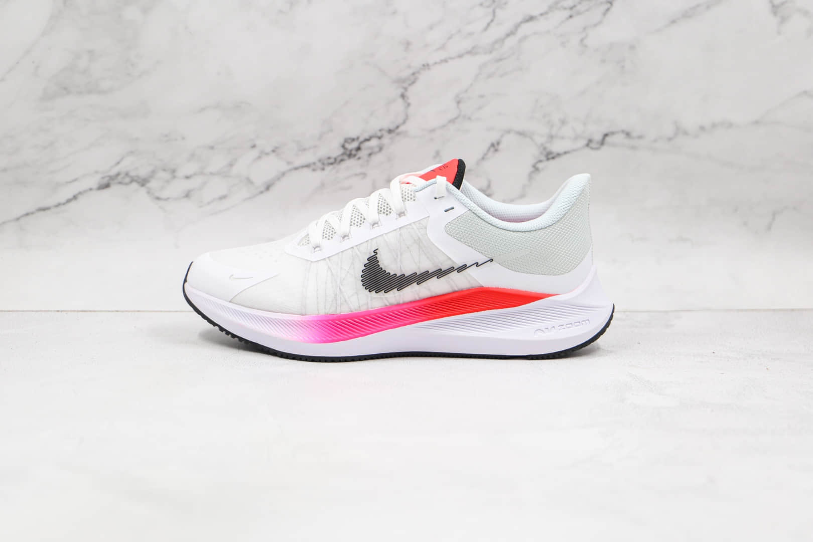 耐克Nike Zoom Winflo 8纯原版本温弗罗八代白粉色线条慢跑鞋原档案数据开发 货号:CW3419-100