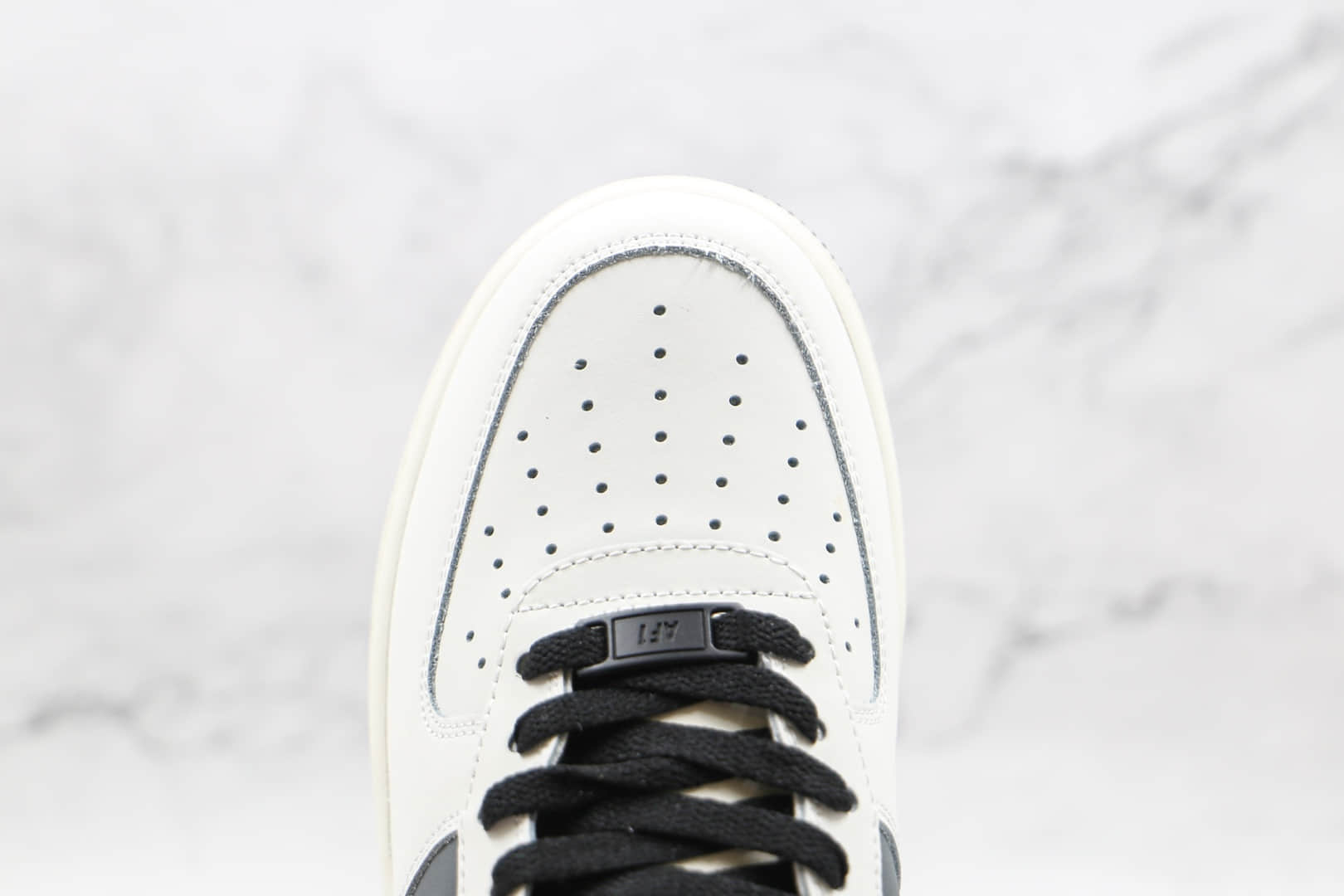 耐克Nike AIR FORCE 1纯原版本低帮空军一号灰白拼接黑色钩板鞋内置气垫 货号:CL2026-113