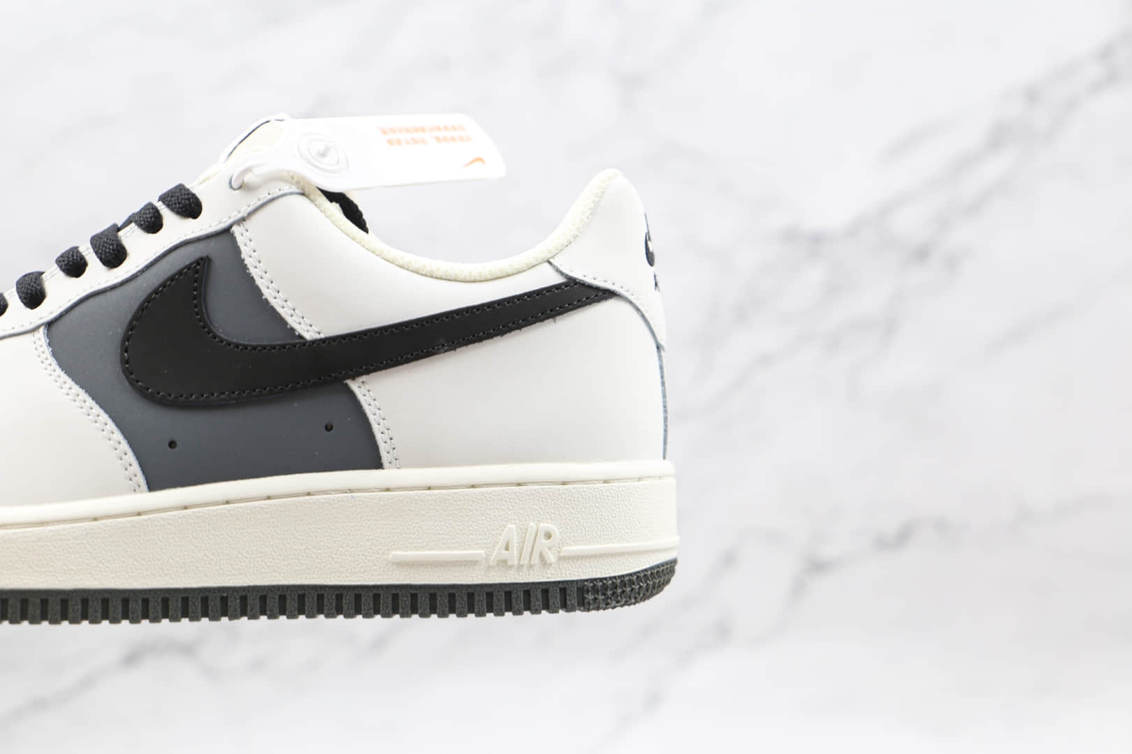 耐克Nike AIR FORCE 1纯原版本低帮空军一号灰白拼接黑色钩板鞋内置气垫 货号:CL2026-113