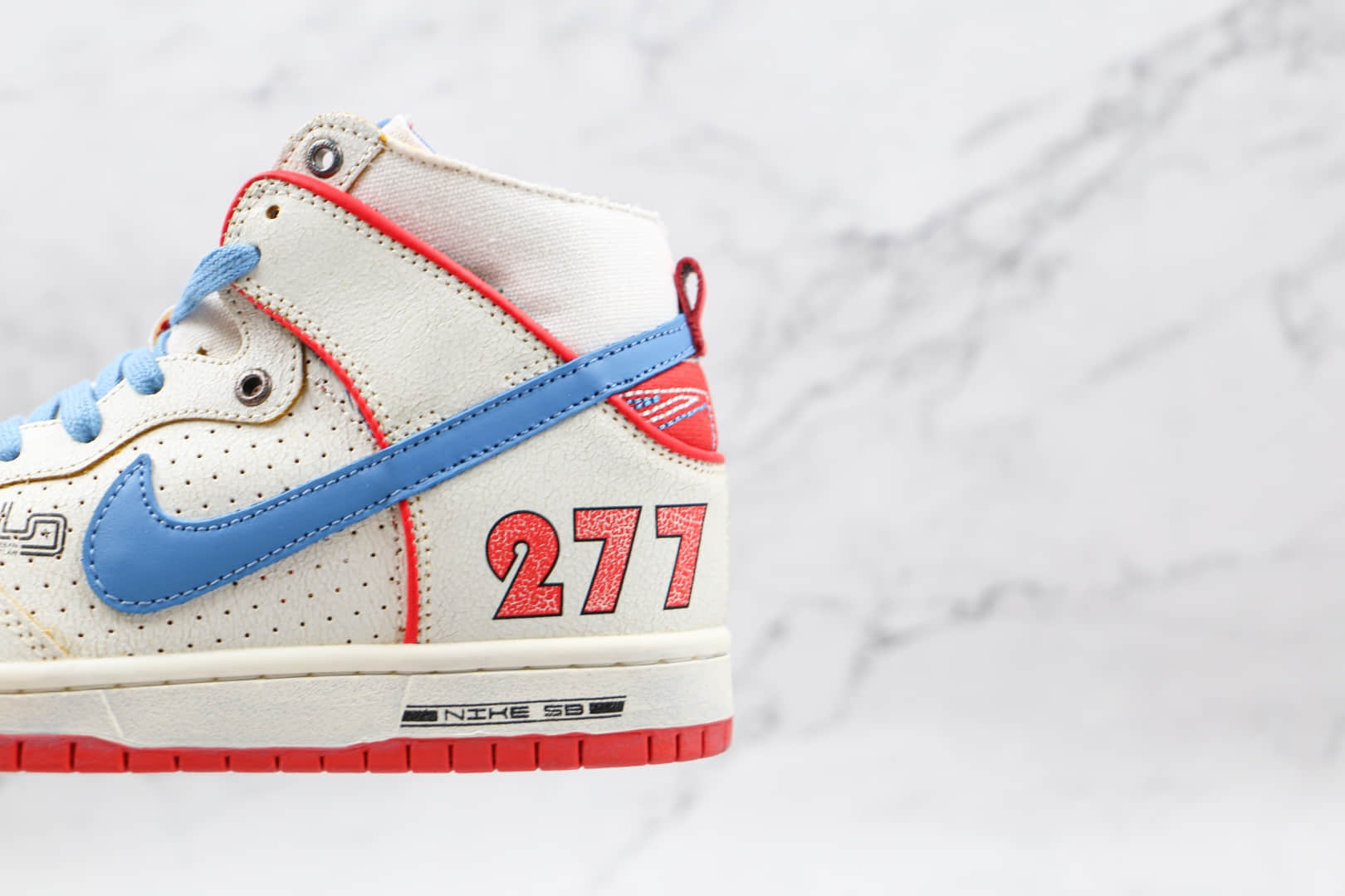 耐克Nike SB Dunk High x Ishod Wair x Magnus Walker三方联名款纯原版本高帮SB DUNK白蓝红色保时捷911 T277板鞋原档案数据开发 货号：DH7683-100
