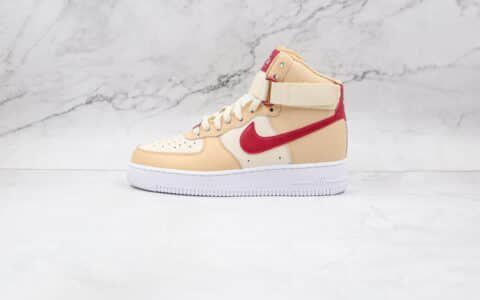 耐克Nike Air Force 1 High‘07纯原版本高帮空军一号米白红色板鞋原盒原标 货号：334031-200