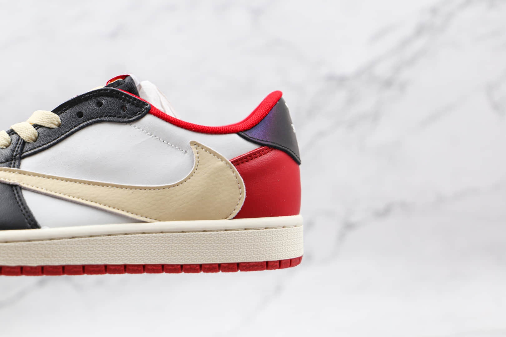 乔丹Air Jordan 1 x Fragment x Travis Scott联名款公司级版本低帮AJ1白红色倒勾板鞋原档案数据开发 货号:CQ4278-088
