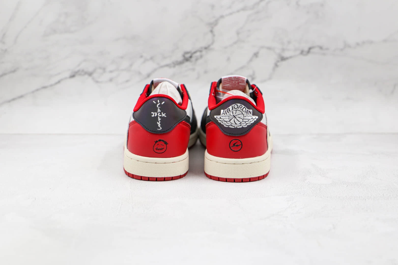 乔丹Air Jordan 1 x Fragment x Travis Scott联名款公司级版本低帮AJ1白红色倒勾板鞋原档案数据开发 货号:CQ4278-088