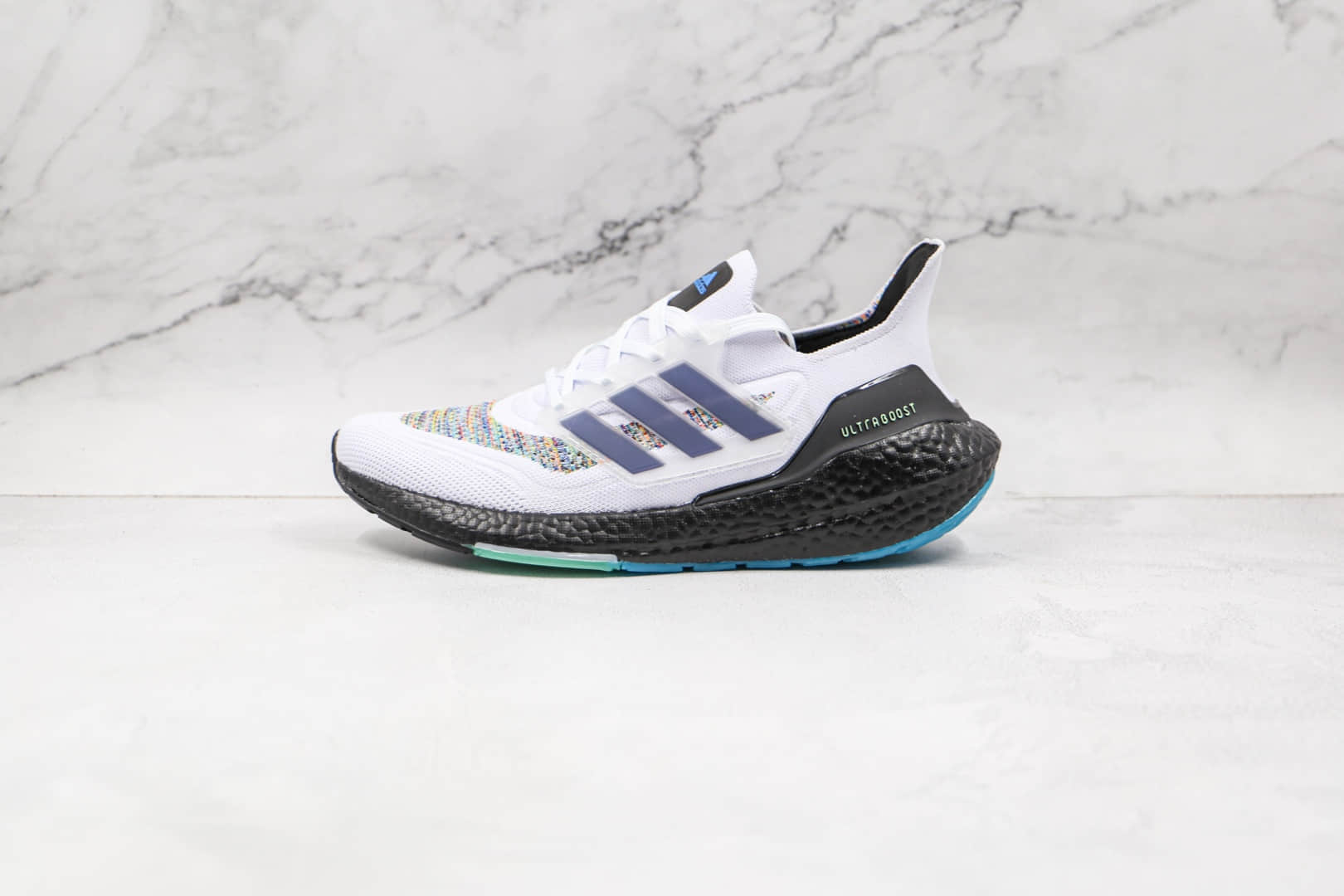阿迪达斯adidas Ultra Boost 21 Consortium纯原版本UB7.0厚底爆米花跑鞋白七彩原盒原标 货号:GZ3194