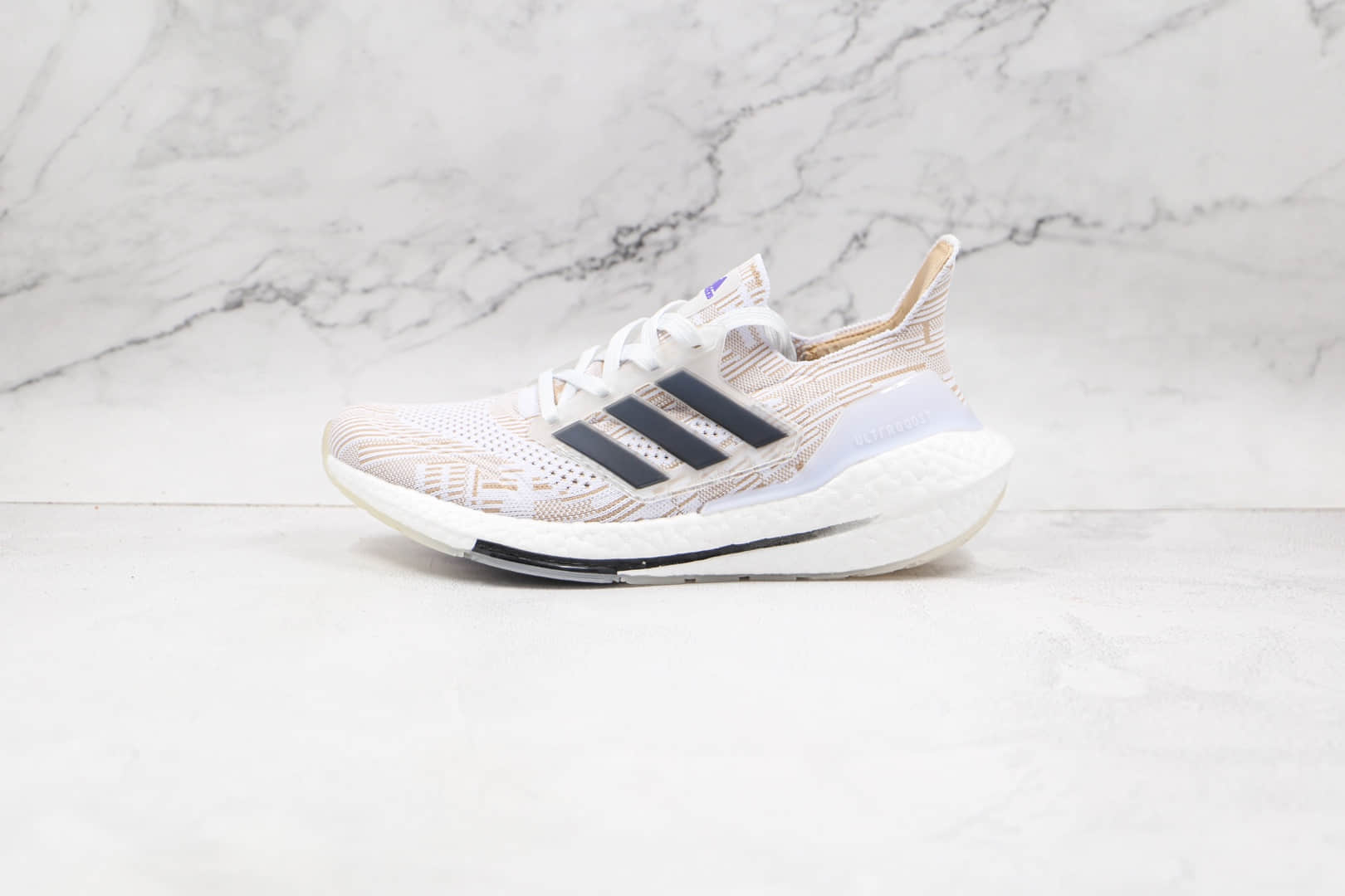 阿迪达斯Adidas ultra boost 2021纯原版本白卡其色UB7.0爆米花跑鞋原楦头纸板打造 货号：FY0838