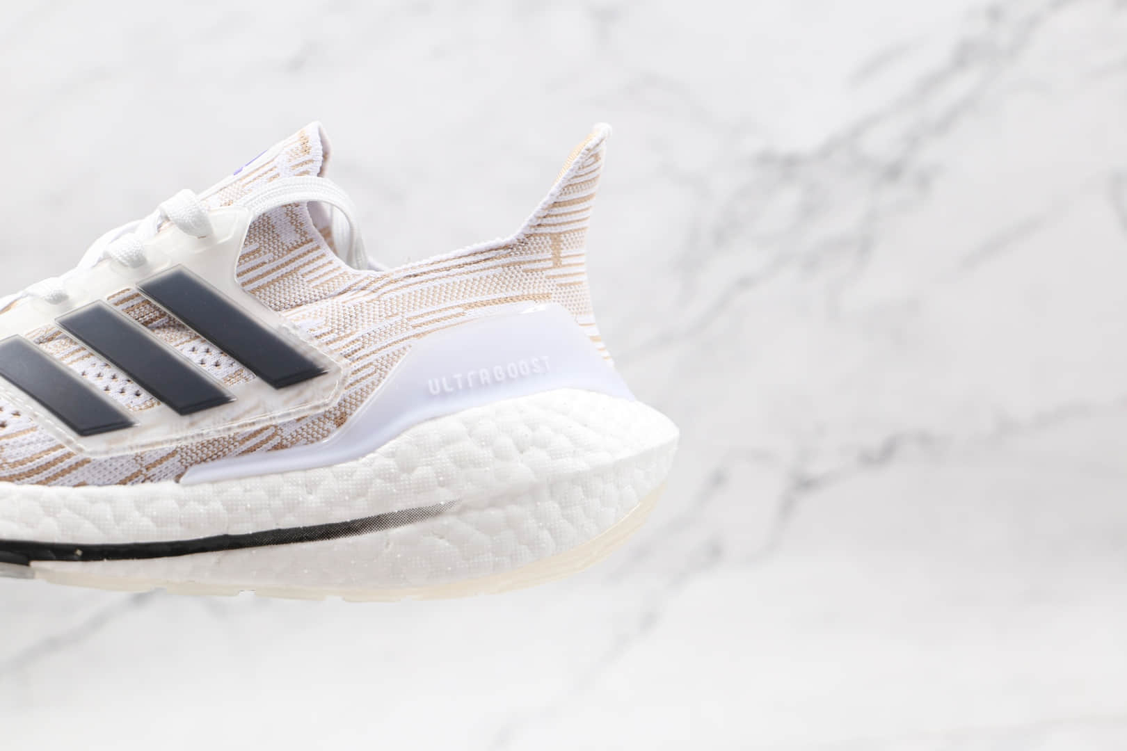 阿迪达斯Adidas ultra boost 2021纯原版本白卡其色UB7.0爆米花跑鞋原楦头纸板打造 货号：FY0838