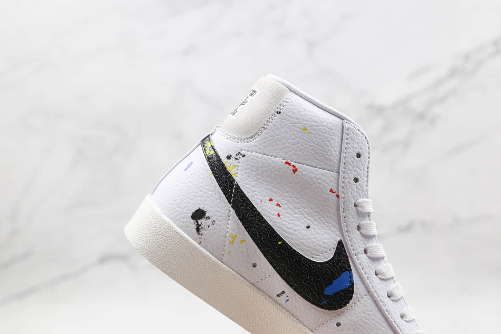 耐克NIKE Blazer MID 77 VNTG纯原版本高帮开拓者白黑色泼墨板鞋原盒原标 货号：DC7331-100