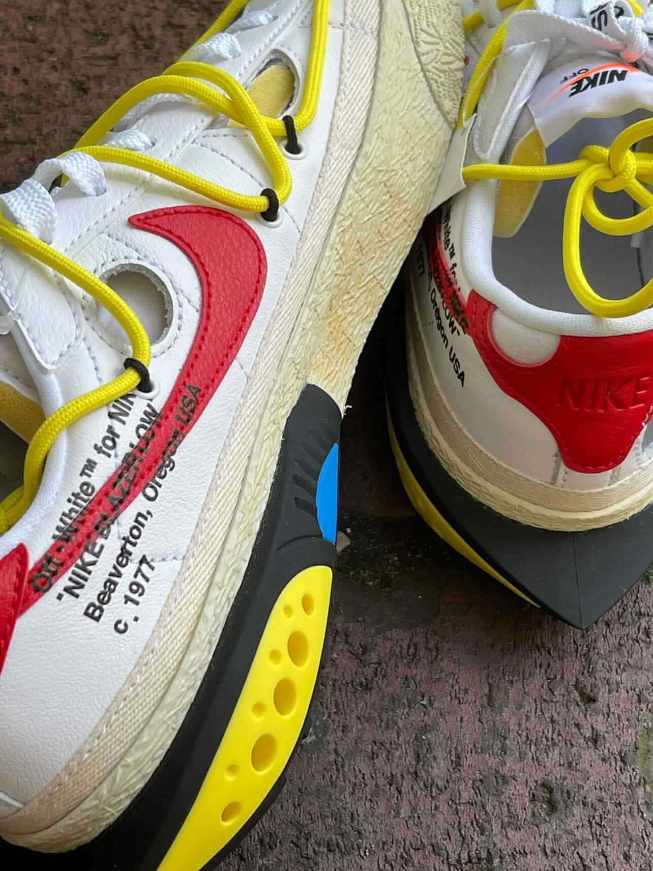 白色OW x Nike Blazer实物曝光!情侣鞋安排起来! 货号:DH7863-100