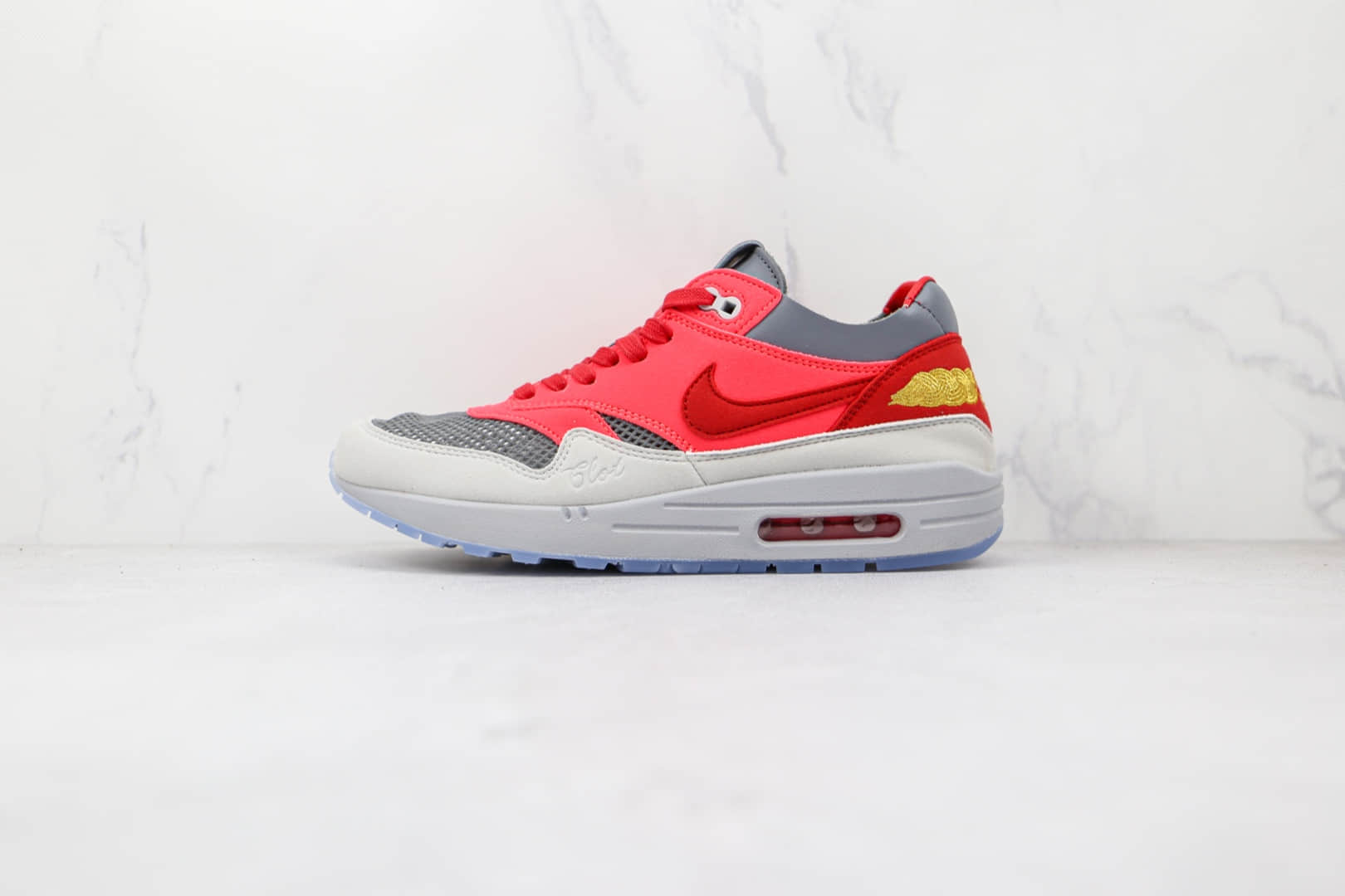 耐克Nike Air Max 1 Kiss of Death x CLOT联名款纯原版本死亡之吻3.0太阳灰红运动鞋原楦头纸板打造 货号:DD1870-600