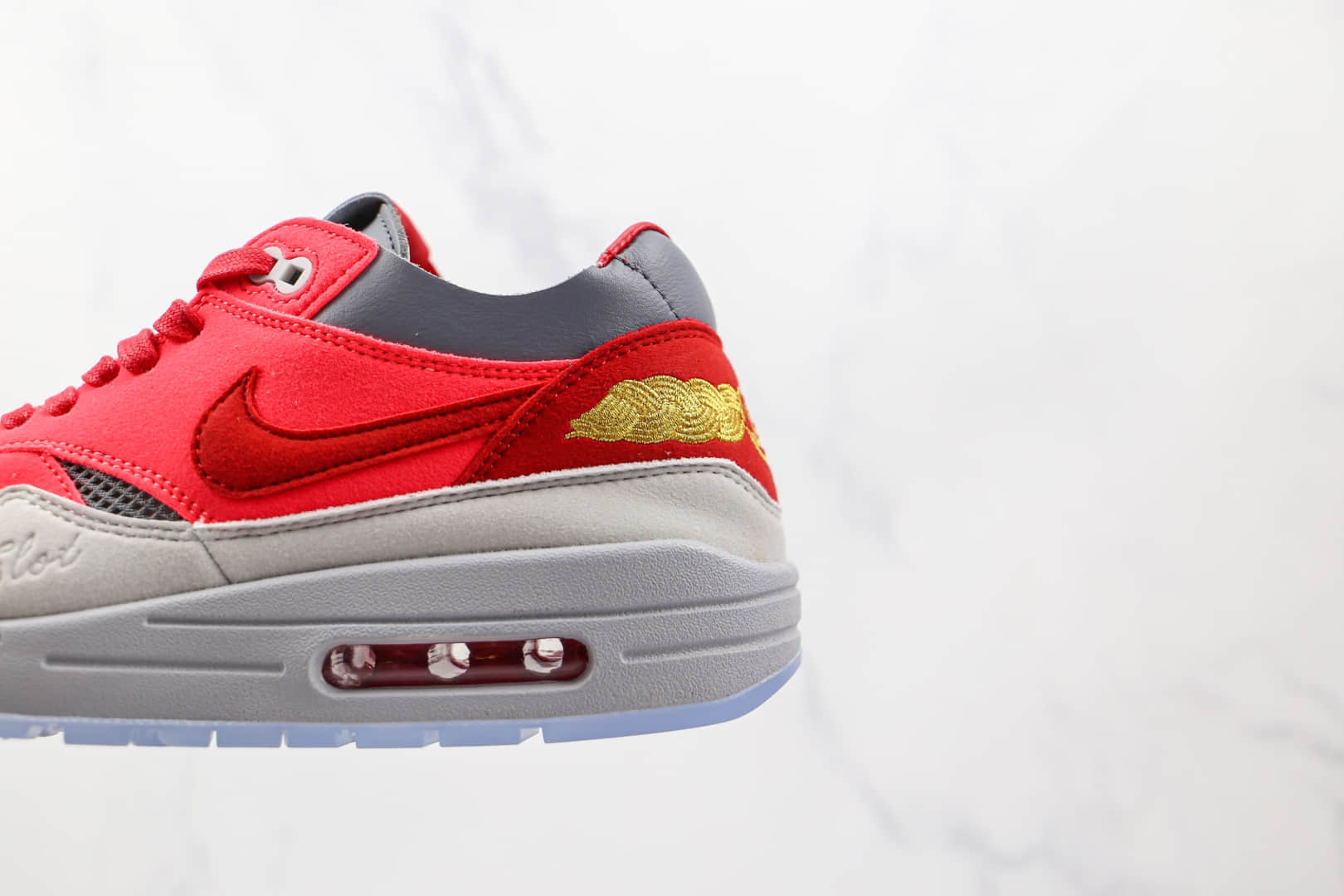 耐克Nike Air Max 1 Kiss of Death x CLOT联名款纯原版本死亡之吻3.0太阳灰红运动鞋原楦头纸板打造 货号:DD1870-600