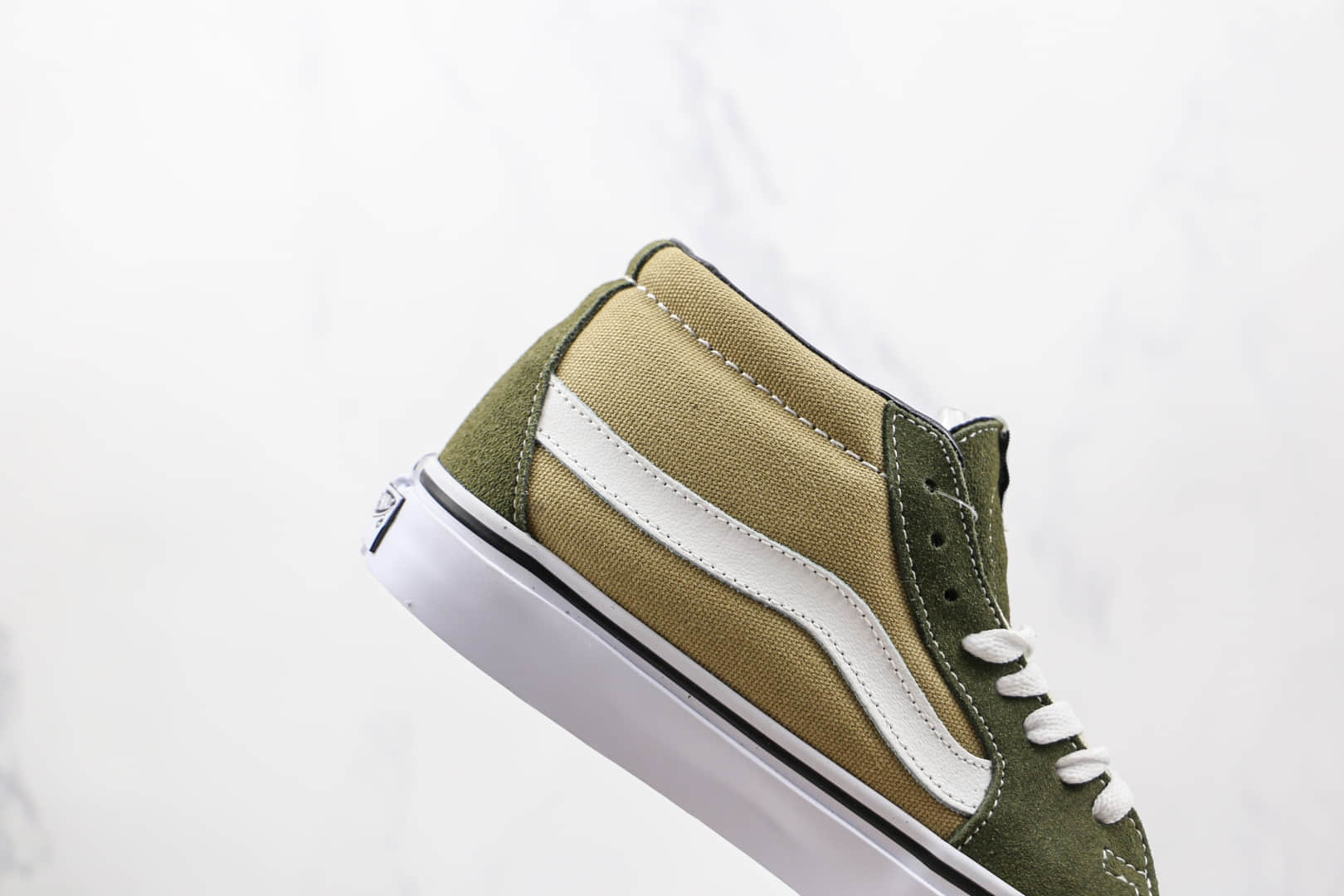 万斯Vans Sk8-Mid x JJJJound联名款公司级版本高帮黑绿拼接硫化板鞋原楦头纸板打造