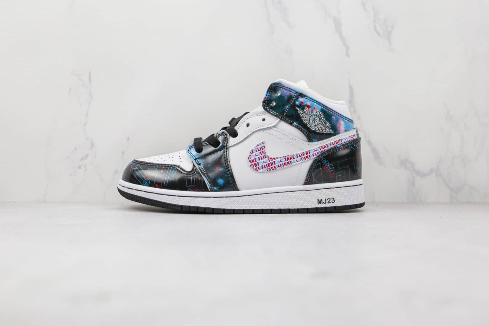 乔丹Air Jordan 1 MID纯原版本中帮AJ1裸眼星空3D印花篮球鞋原档案数据开发 货号：BQ6931-114