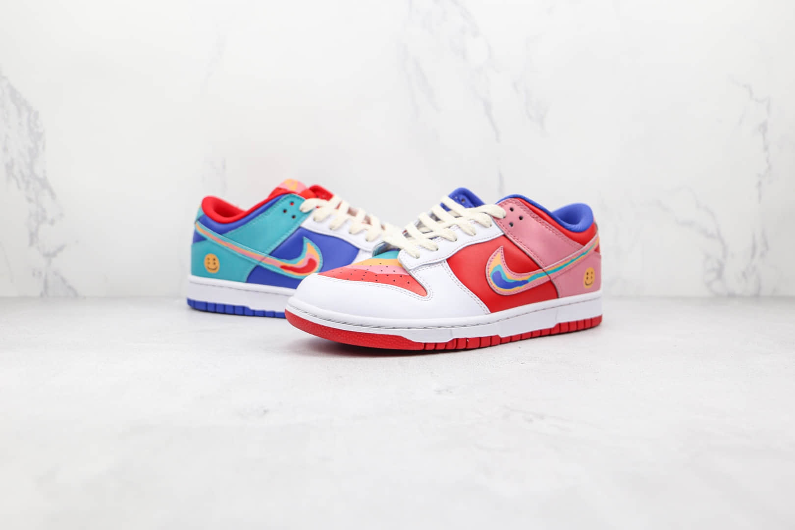 纯原版本耐克 Cactusplantfleamarket联名款低帮DUNK笑脸彩虹彩色拼接板鞋出货