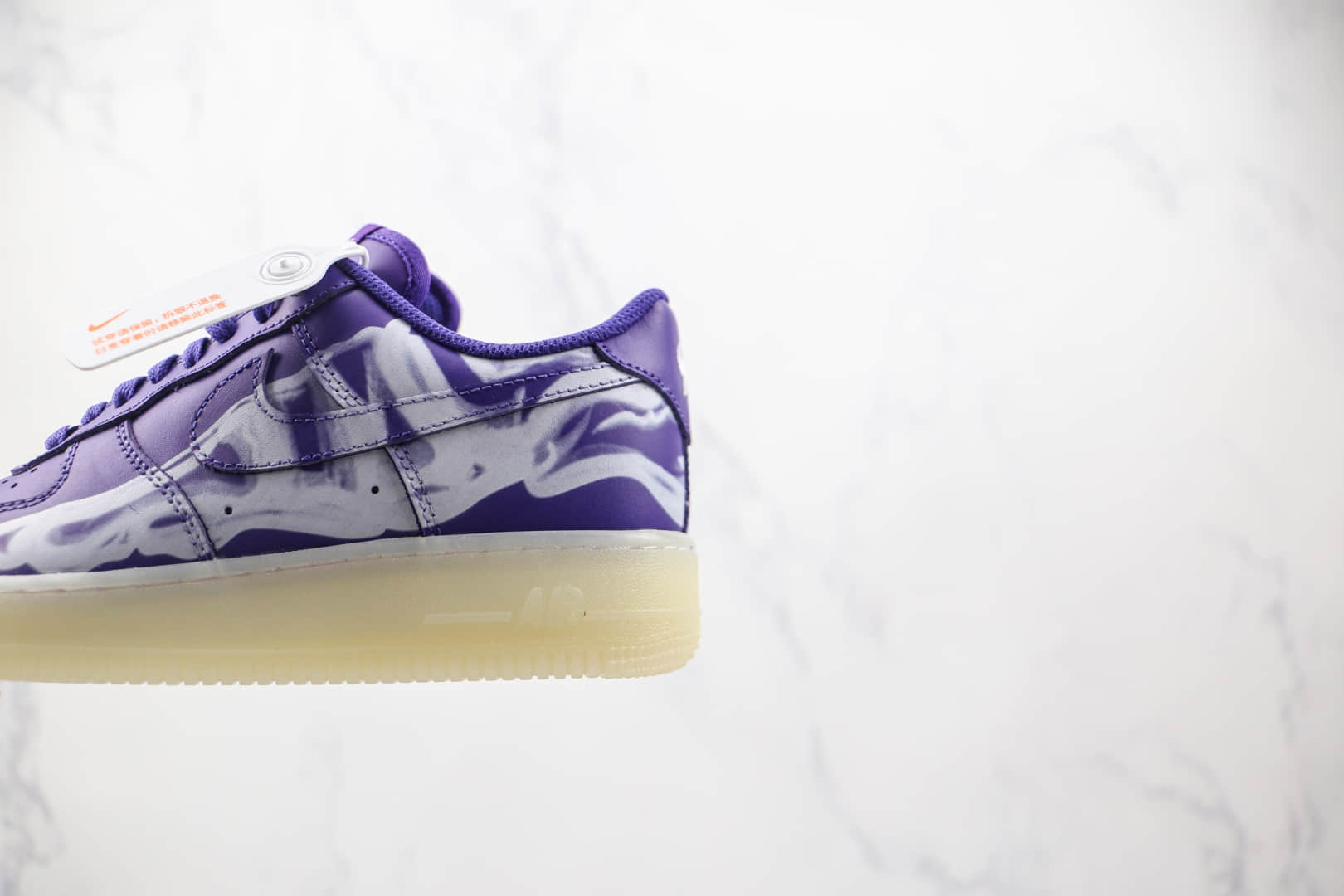 耐克Nike Air Force 1 Skeleton纯原版本低帮空军一号紫色夜光骨骼板鞋内置气垫 货号：CU8067-500
