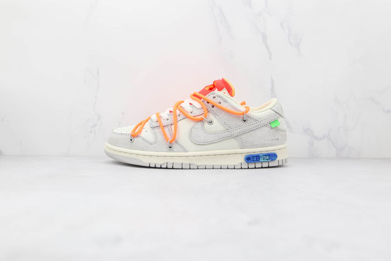耐克Nike Dunk Low 50 x Off-White联名款纯原版本低帮DUNK麂皮灰白橙色板鞋原楦头纸板打造 货号：DJ0950-116