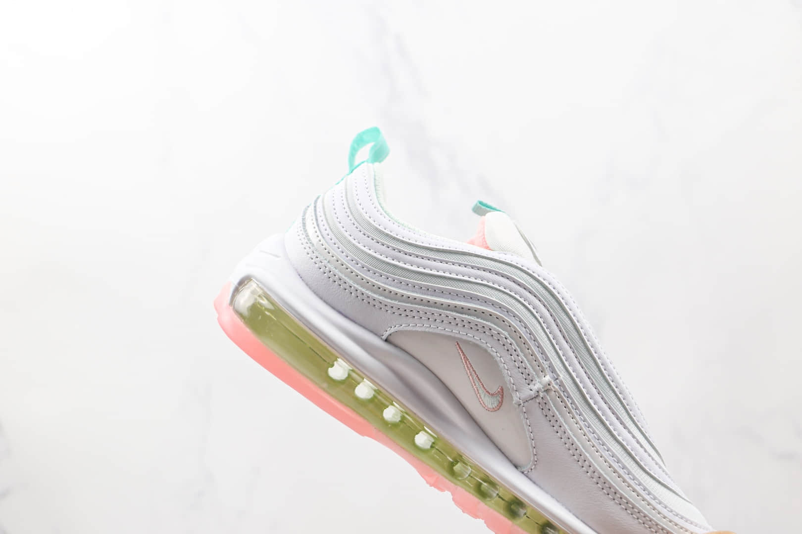 耐克Nike Air Max 97纯原版本白粉色子弹头Max97气垫鞋原鞋开模一比一 货号：DJ1498-100