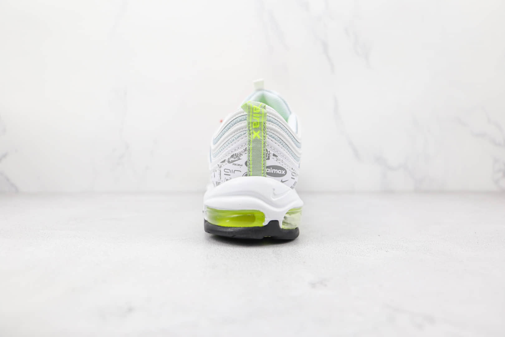 耐克Nike Air Max 97 Reflective Logo纯原版本白绿色印花字幕子弹头max97气垫鞋原档案数据开发 货号：DH0006-100