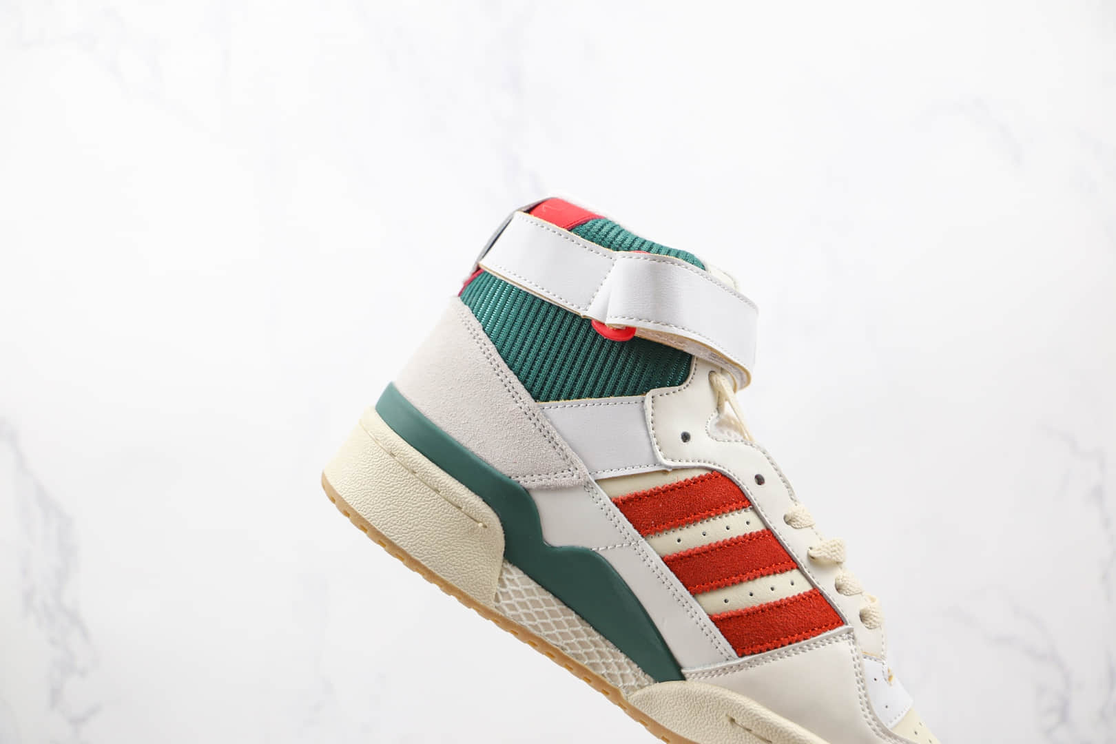 阿迪达斯Adidas Forum 84 HIGH纯原版本三叶草高帮白绿红色鸳鸯魔术贴板鞋原楦头纸板打造 货号：GX9055