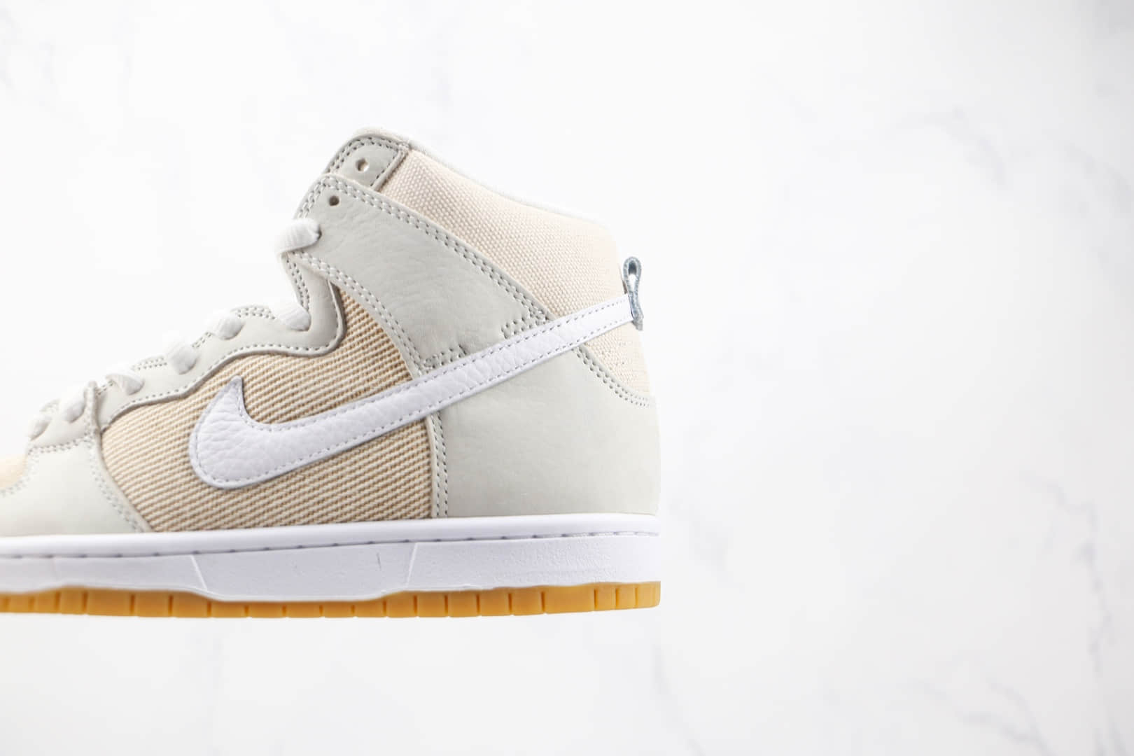耐克Nike SB Dunk High Unbleached Pack纯原版本高帮SB DUNK布面白黄亚麻色板鞋原档案数据开发 货号：DA9626-100