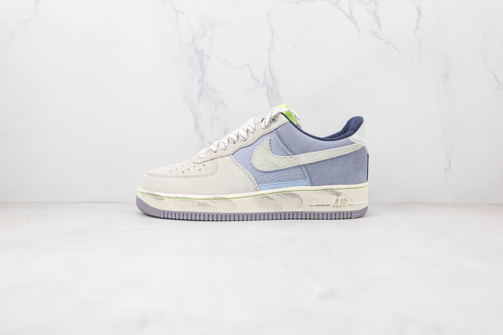 耐克Nike Air Force 1纯原版本低帮空军一号灰蓝色做旧拼色板鞋原楦头纸板打造 货号:DO2339-114