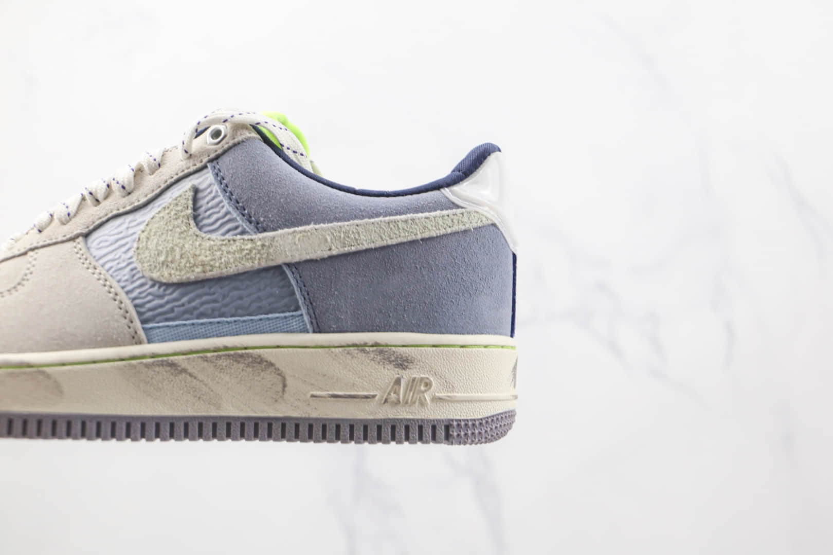 耐克Nike Air Force 1纯原版本低帮空军一号灰蓝色做旧拼色板鞋原楦头纸板打造 货号:DO2339-114