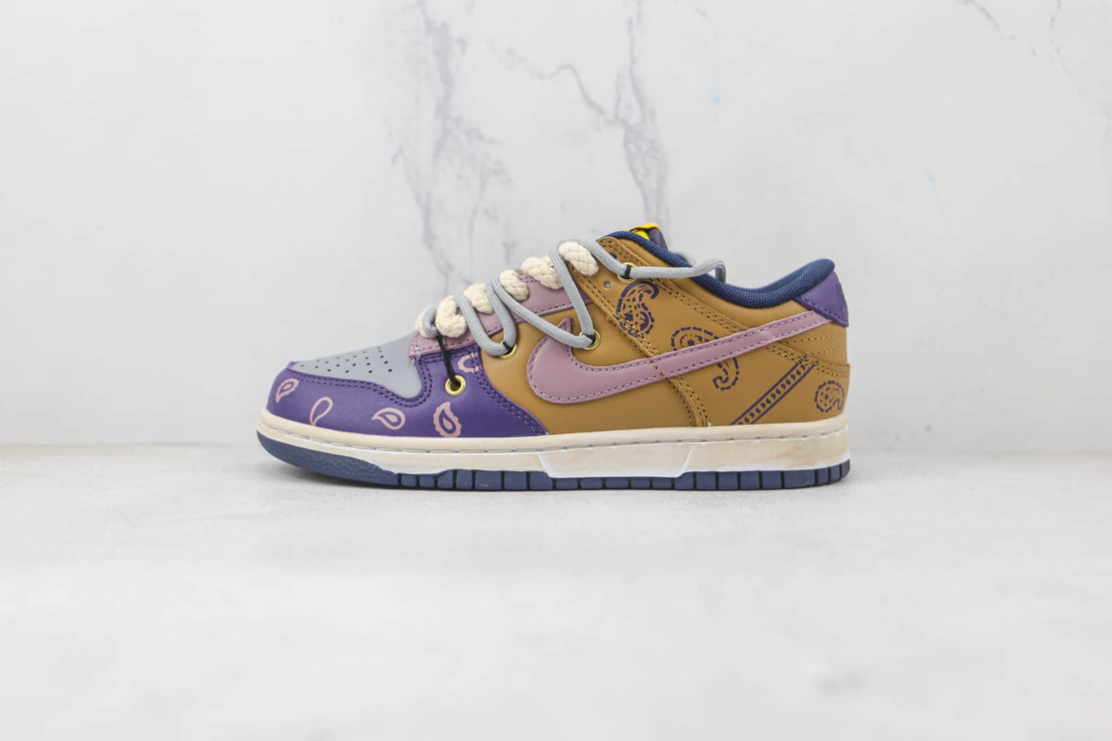 耐克Nike Dunk Low Retro纯原版本低帮DUNK紫棕拼接腰果花配色板鞋原楦头纸板打造 货号：DD1391-700