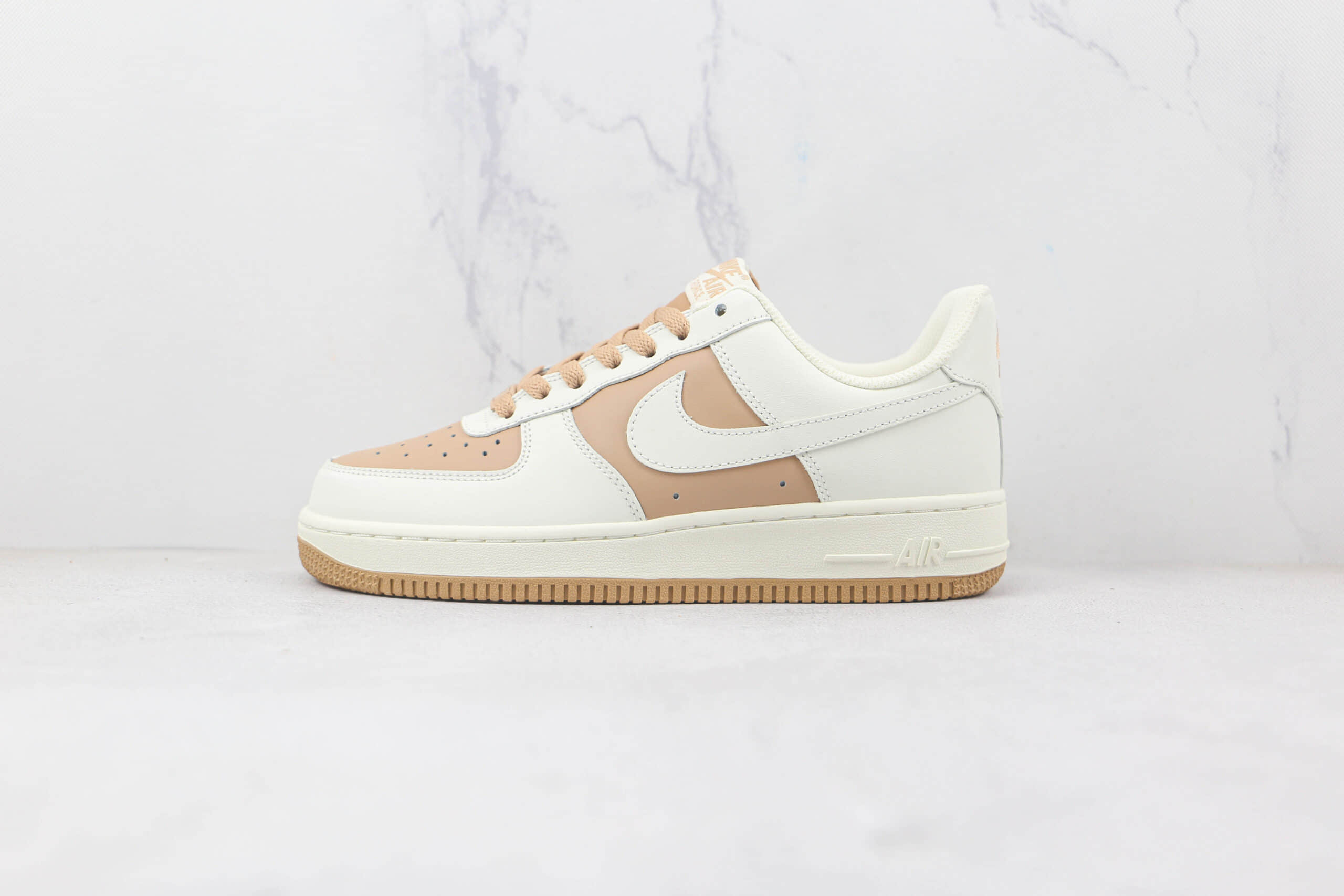 耐克Nike Air Force 1 07 Low纯原版本低帮空军一号白棕拼接板鞋内置气垫 货号:PQ3369-281